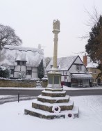 war memorial in the snow